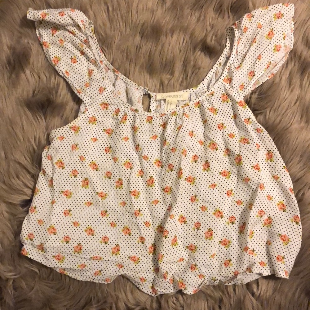 Polka dot and floral tank top